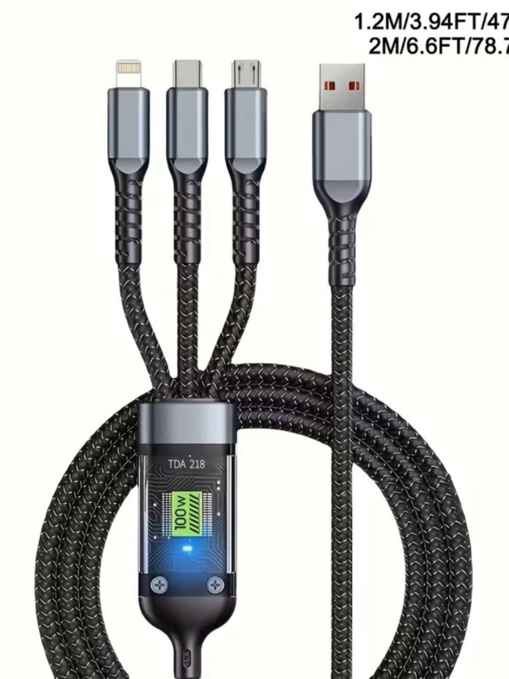 3-in-1 Multi-Connector Charging Cable compatible with all devices